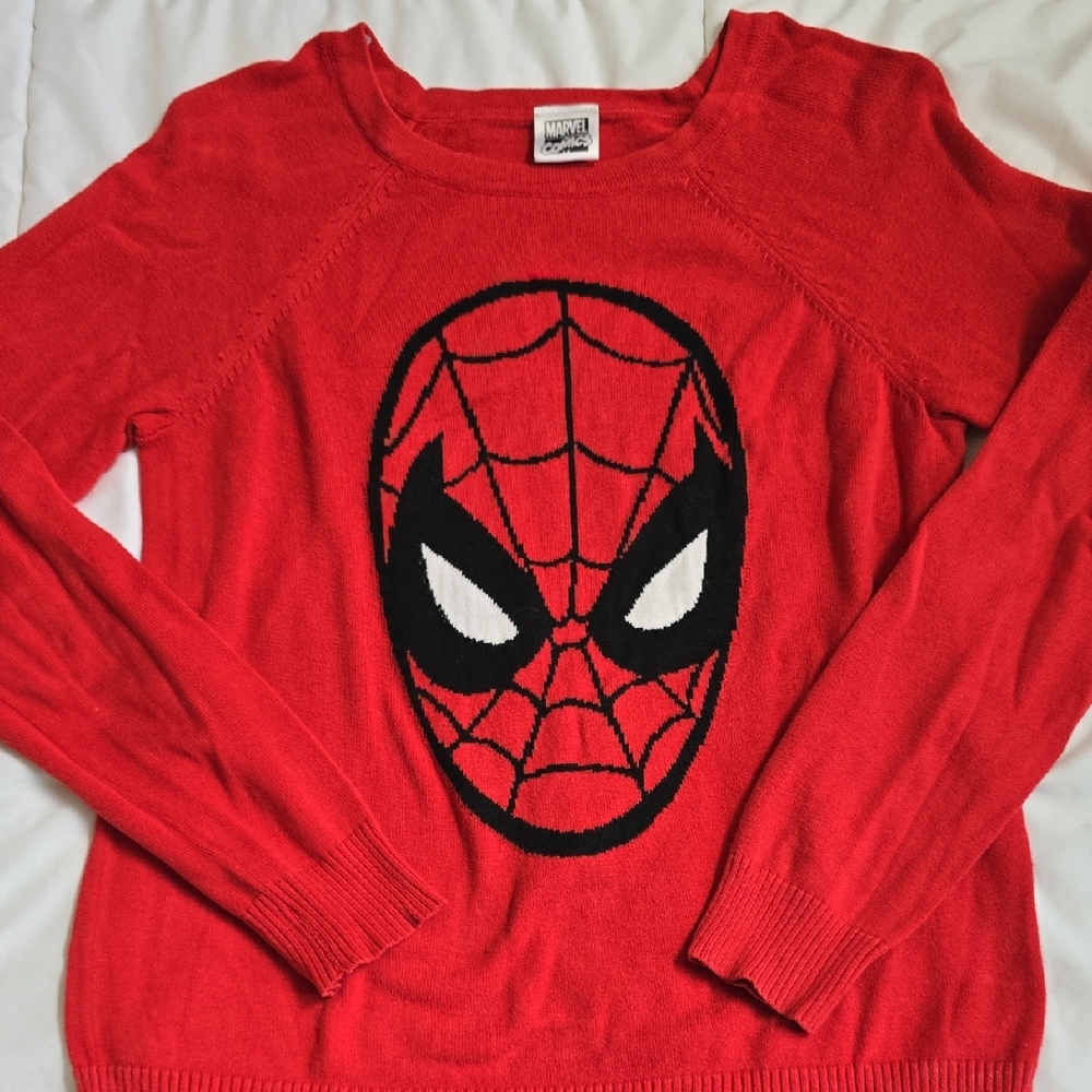 Marvel Women's Red Spider-Man Crew Neck Sweater